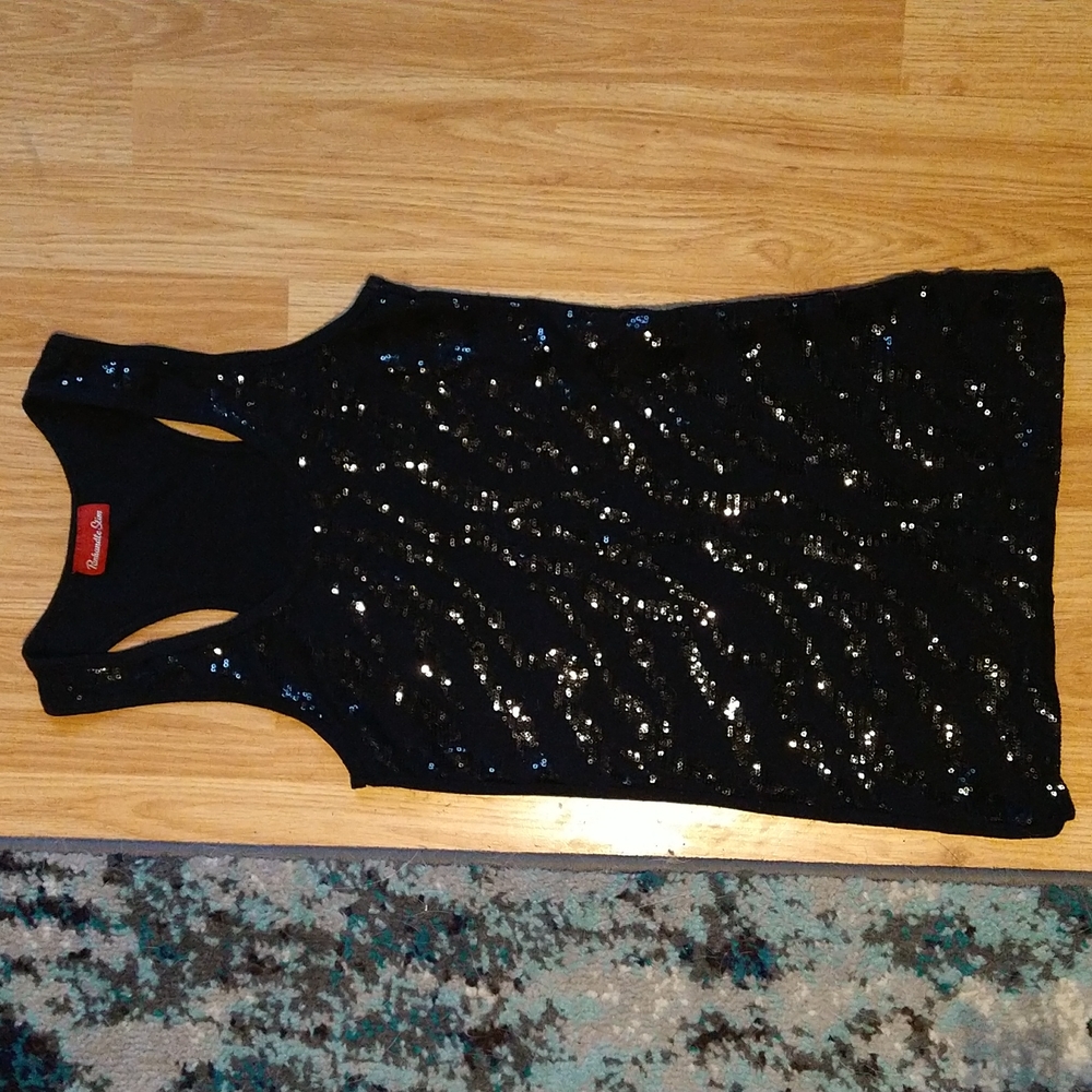 Black sequin racerback tank
